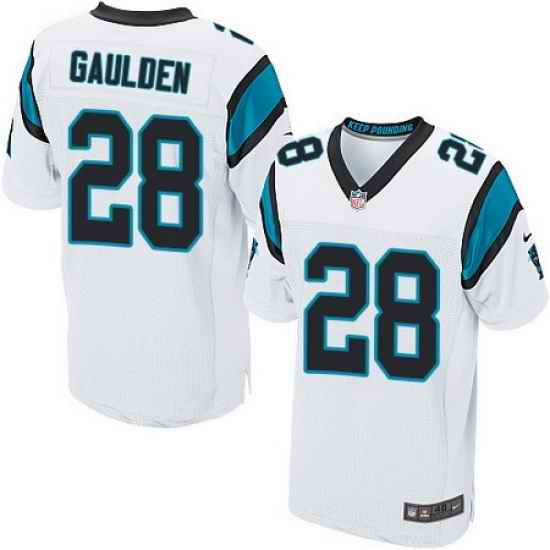 Nike Panthers #28 Rashaan Gaulden White Mens Stitched NFL Elite Jersey